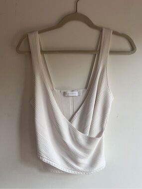 Jonathan Simkhai White Ribbed Wrap Tank Top